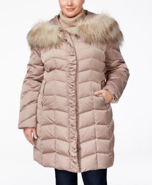 T Tahari Plus Size Faux-fur-trim Puffer Coat