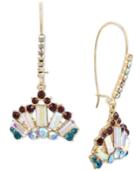 Betsey Johnson Gold-tone Crystal Crown Long Drop Earrings