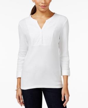 Karen Scott Three-quarter-sleeve Lace Top, Only At Macy's