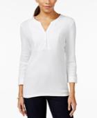 Karen Scott Three-quarter-sleeve Lace Top, Only At Macy's