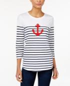 Charter Club Petite Striped Anchor Top, Only At Macy's