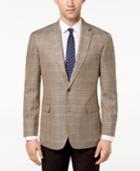 Tommy Hilfiger Men's Modern-fit Brown/tan Houndstooth Windowpane Sport Coat