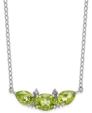 Peridot (3-1/10 Ct. T.w.) & Diamond Accent 18 Collar Necklace In Sterling Silver
