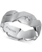 Triton Diamond Accent Geometric Band In White Tungsten Carbide
