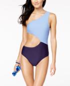 Jessica Simpson Chop And Change Colorblocked Cutout One-shoulder One-piece Swimsuit Women's Swimsuit