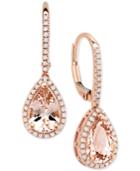 Morganite (2-1/10 Ct. T.w.) & Diamond (1/4 Ct. T.w.) Drop Earrings In 14k Rose Gold