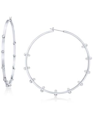 Swarovski Silver-tone Crystal Hoop Earrings