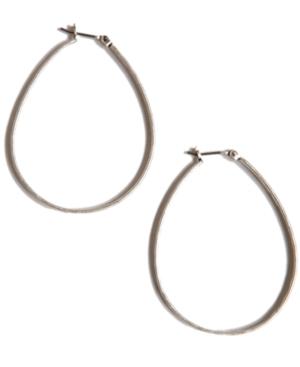 Lucky Brand Earrings, Medium Oblong Silver-tone Hoop