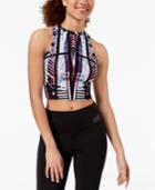 Material Girl Active Juniors' Illusion Racer-back Crop Top, Created For Macy's