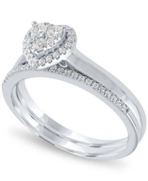 Diamond Heart Halo Bridal Set (1/3 Ct. T.w.) In 14k White Gold