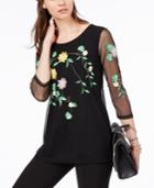 Alfani Embroidered Embroidered Illusion Top, Created For Macy's