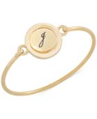 Carolee Gold-tone Word Play Initial Spinning Charm Bangle Bracelet