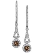 Le Vian Chocolatier Chocolate Diamond And White Diamond Drop Earrings In 14k White Gold (1/2 Ct. T.w.)