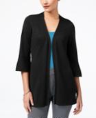 Ny Collection Bell-sleeve Open-front Cardigan