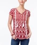 Style & Co Tasseled Peasant Top, Created For Macy's