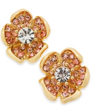 Charter Club Gold-tone Multi-stone Flower Stud Earrings, Created For Macy's