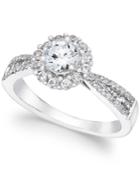 White Sapphire Ring In 14k White Gold (1-1/10 Ct. T.w.)