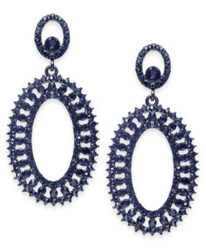 I.n.c. Jet-tone & Blue Crystal Circle Drop Earrings, Created For Macy's