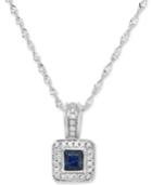 Sapphire (3/8 Ct. T.w.) & Diamond (1/10 Ct. T.w.) 18 Pendant Necklace In 18k White Gold
