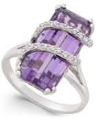 Amethyst (6 Ct. T.w.) And Cubic Zirconia Drama Ring In Sterling Silver