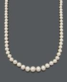 Belle De Mer Pearl Necklace, 18" 14k Gold Aaa+ Cultured Freshwater Pearl Graduated Strand (9-10mm)