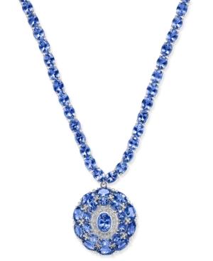 Tanzanite (45 Ct. T.w.) And Diamond (1/8 Ct. T.w.) Pendant Necklace In Sterling Silver