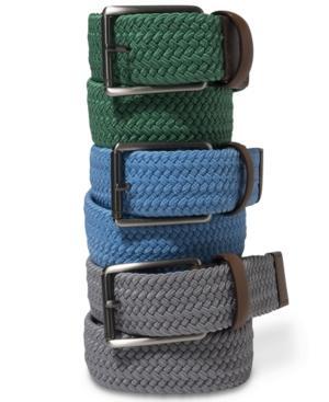 Perry Ellis Webbed Leather Trim Belt