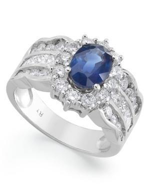 14k White Gold Ring, Sapphire (1-1/2 Ct. T.w.) And Diamond (1-3/4 Ct. T.w.) Ring