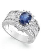 14k White Gold Ring, Sapphire (1-1/2 Ct. T.w.) And Diamond (1-3/4 Ct. T.w.) Ring