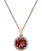Garnet (1-1/2 Ct. T.w.) And Diamond Accent Pendant Necklace In 14k Rose Gold