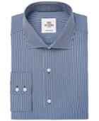 Ben Sherman Men's Slim-fit Navy Dobby Stripe Dress Shirt