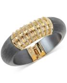 M. Haskell For Inc Gold-tone Black Resin And Pave Hinged Bangle Bracelet, Only At Macy's
