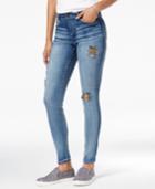 Black Daisy Juniors' Metallic Rip & Repair Skinny Jeans