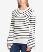 Tommy Hilfiger Textured Striped Bell-sleeve Sweater, Created For Macy's