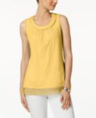 Charter Club Cotton Crochet-trim Top, Created For Macy's