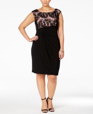 Connected Plus Size Soutache Faux-wrap Dress