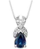 Sapphire (7/8 Ct. T.w.) And Diamond (1/10 Ct. T.w.) Necklace In 14k White Gold