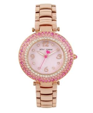 Betsey Johnson Pink Stone Bezel Rose Gold Watch
