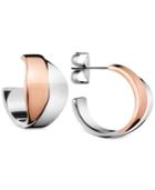 Calvin Klein Women's Senses Two-tone Pvd Stainless Steel Open Hoop Earrings Kj5epe200100