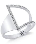 Inc International Concepts Silver-tone Asymmetrical Crystal Cuff Bracelet, Only At Macy's