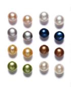 Multicolor Cultured Freshwater Pearl 8 Piece Stud Earrings Set (7mm) In 14k Gold