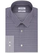 Calvin Klein Steel Men's Slim-fit Non-iron Performance Stretch Blue Multi Print Dress Shirt