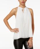 Lily Black Juniors' Pleated Tie-front Top, Only At Macy's