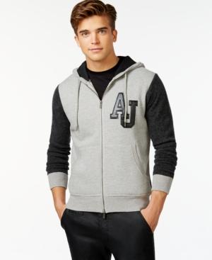 Armani Jeans Mixed Media Full-zip Fleece Sweatshirt