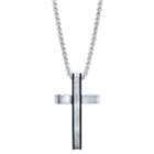 He Rocks Modern Cross Pendant Necklace In Stainless Steel, 24 Chain