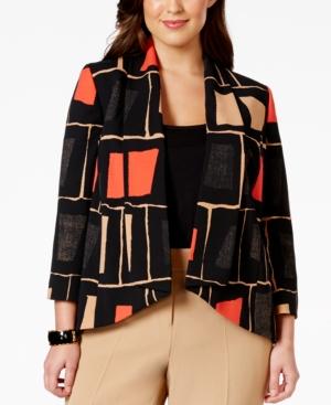 Nine West Plus Size Printed Shawl-collar Jacket