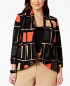 Nine West Plus Size Printed Shawl-collar Jacket