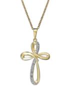 Diamond Necklace, 18k Gold Over Sterling Silver Diamond Cross Pendant (1/10 Ct. T.w.)