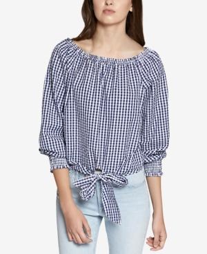 Sanctuary Claire Cotton Tie-hem Gingham Top