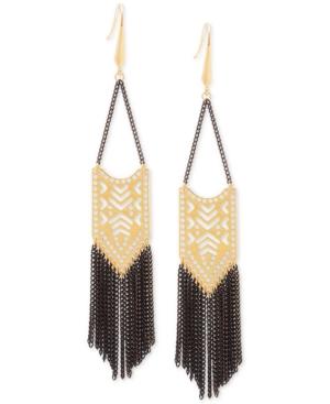 Steve Madden Two-tone Geometric Chain Fringe Chandelier Earrings